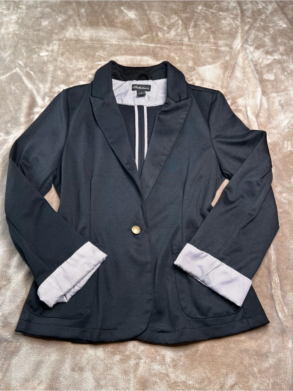 SEDUCTIONS Relaxed Fit Classic Black Single Button Office Blazer - Sz Medium